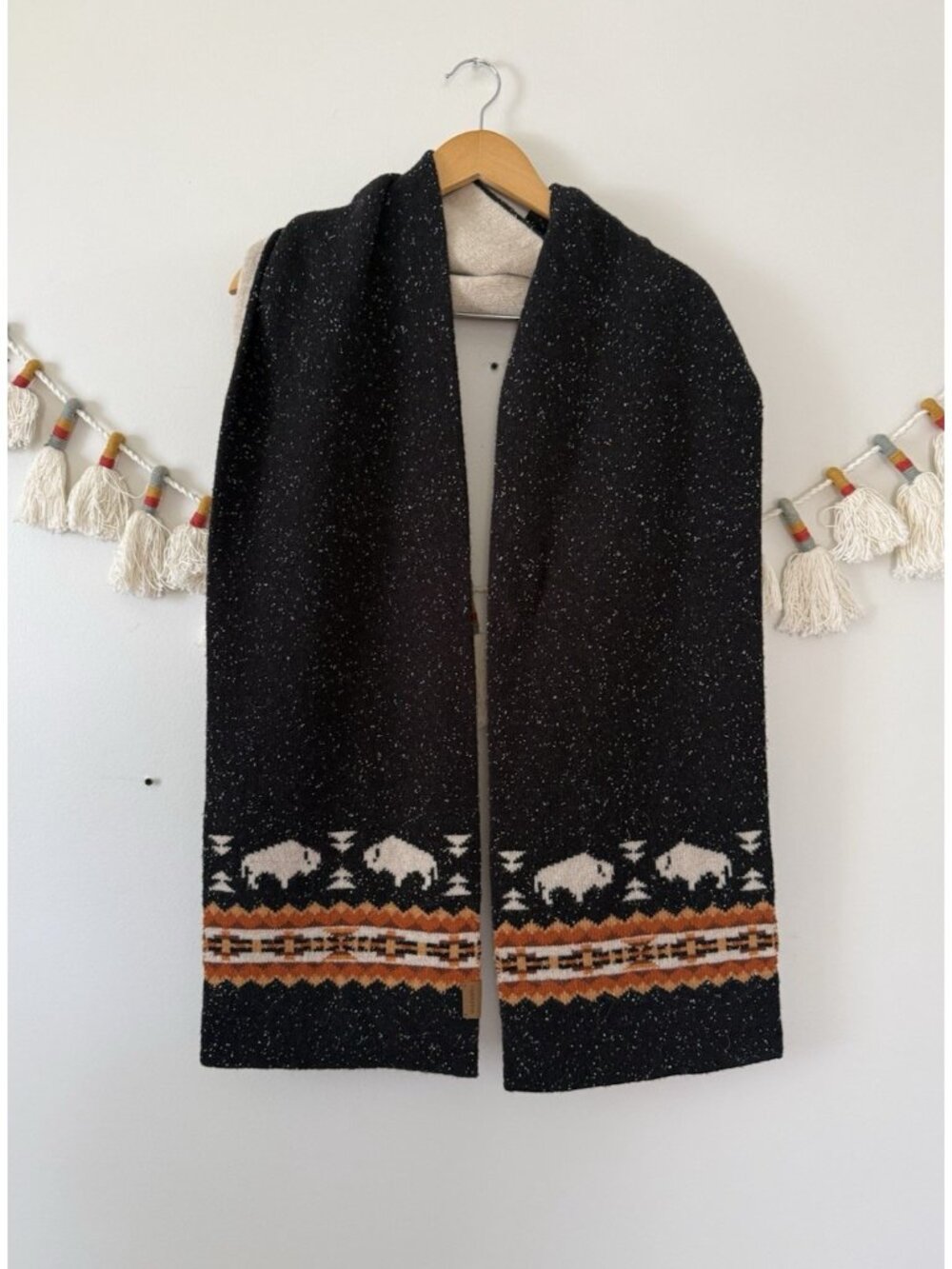 Pendleton Buffalo Lambswool Rectangular Scarf Cozy Nordic Winter Cabin Preppy